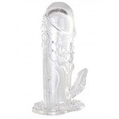 Прозрачная гелевая насадка с клиторальным отростком - 13 см. - Toyfa Basic - в Иркутске купить с доставкой