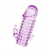 Закрытая фиолетовая насадка с 2 отростками - 13 см. - Toyfa Basic - в Иркутске купить с доставкой