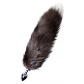 Серебристая металлическая анальная втулка с хвостом чернобурой лисы - размер S - ToyFa - купить с доставкой в Иркутске