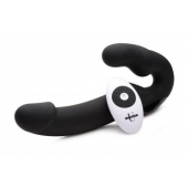 Черный безремневой страпон Urge Silicone Strap On с пультом ДУ - 24 см. - XR Brands - купить с доставкой в Иркутске
