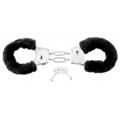 Меховые чёрные наручники Beginner s Furry Cuffs - Pipedream - купить с доставкой в Иркутске