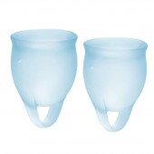 Набор голубых менструальных чаш Feel confident Menstrual Cup - Satisfyer - купить с доставкой в Иркутске