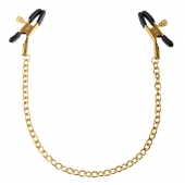 Чёрные с золотом зажимы на соски Gold Chain Nipple Clamps - Pipedream - купить с доставкой в Иркутске