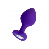 Фиолетовая анальная втулка Diamond Heart с прозрачным кристаллом - 8 см. - ToyFa - купить с доставкой в Иркутске