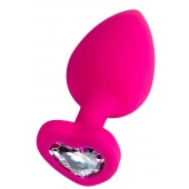 Розовая анальная втулка Diamond Heart с прозрачным кристаллом - 9,5 см. - ToyFa - купить с доставкой в Иркутске Розовая анальная втулка Diamond Heart с прозрачным кристаллом - 9,5 см. - ToyFa - купить с доставкой в Иркутске