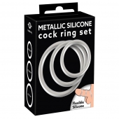 Набор из 3 эрекционных колец под металл Metallic Silicone Cock Ring Set - Orion - в Иркутске купить с доставкой
