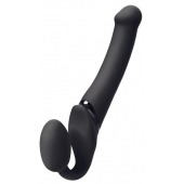 Черный безремневой вибрострапон Silicone Bendable Strap-On M - Strap-on-me - купить с доставкой в Иркутске