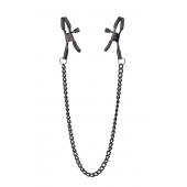 Черные зажимы на соски на цепочке BLAZE DELUXE NIPPLE CLAMPS - Dream Toys - купить с доставкой в Иркутске