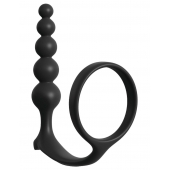 Черная анальная цепочка с эрекционным кольцом Ass-gasm Cockring Anal Beads - Pipedream - в Иркутске купить с доставкой