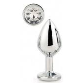 Серебристая анальная втулка с прозрачным кристаллом - 7,1 см. - Dream Toys - купить с доставкой в Иркутске