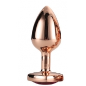 Золотистая анальная втулка с кристаллом-сердечком розового цвета - 7,1 см. - Dream Toys - купить с доставкой в Иркутске