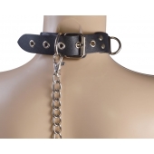 Черный кожаный ошейник Big Ring - Sitabella - купить с доставкой в Иркутске