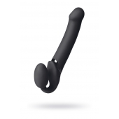 Черный безремневой вибрострапон Vibrating Bendable Strap-On L - Strap-on-me - купить с доставкой в Иркутске