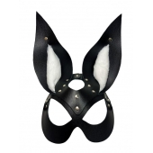 Черная маска зайки с белым мехом на ушках Miss Bunny - БДСМ Арсенал - купить с доставкой в Иркутске