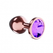 Пробка цвета розового золота с фиолетовым кристаллом Diamond Amethyst Shine S - 7,2 см. - Lola Games - купить с доставкой в Иркутске