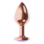 Пробка цвета розового золота с фиолетовым кристаллом Diamond Amethyst Shine S - 7,2 см. - Lola Games - купить с доставкой в Иркутске