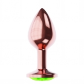 Пробка цвета розового золота с лаймовым кристаллом Diamond Emerald Shine S - 7,2 см. - Lola Games - купить с доставкой в Иркутске