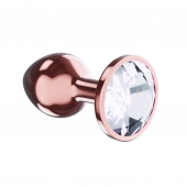 Пробка цвета розового золота с прозрачным кристаллом Diamond Moonstone Shine L - 8,3 см. - Lola Games - купить с доставкой в Иркутске