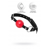 Красный кляп-шар на черных ремешках Anonymo - ToyFa - купить с доставкой в Иркутске Красный кляп-шар на черных ремешках Anonymo - ToyFa - купить с доставкой в Иркутске