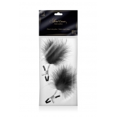 Зажимы на соски с черными пуховыми кисточками Sweet Caress Feather Nipple Clumps - Sweet Caress - купить с доставкой в Иркутске