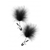 Зажимы на соски с черными пуховыми кисточками Sweet Caress Feather Nipple Clumps - Sweet Caress - купить с доставкой в Иркутске