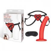 Красный поясной фаллоимитатор Red Heart Strap on Harness   5in Dildo Set - 12,25 см. - Lux Fetish - купить с доставкой в Иркутске