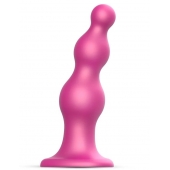 Розовая насадка Strap-On-Me Dildo Plug Beads size S - Strap-on-me - купить с доставкой в Иркутске