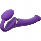 Фиолетовый безремневой вибрострапон Silicone Bendable Strap-On - size M - Strap-on-me - купить с доставкой в Иркутске