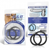 Набор из двух черных силиконовых колец разного диаметра SILICONE COCK RING SET - BlueLine - в Иркутске купить с доставкой