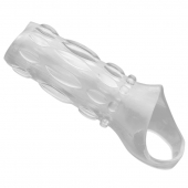 Насадка на пенис с кольцом для мошонки Clear Sensations Enhancer Sex Sleeve - 11,5 см. - XR Brands - в Иркутске купить с доставкой