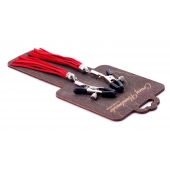 Металлические зажимы на соски с красными замшевыми кисточками - Crazy Handmade - купить с доставкой в Иркутске