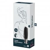 Черный мастурбатор с вибрацией Power Masturbator - Satisfyer - в Иркутске купить с доставкой