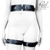 Черный кожаный пояс с гартерами - S-M - Notabu - купить с доставкой в Иркутске