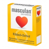 Презервативы с колечками и пупырышками Masculan Ribbed+Dotted - 3 шт. - Masculan - купить с доставкой в Иркутске