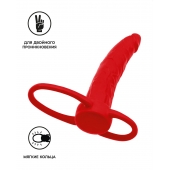 Красная насадка на пенис для двойного проникновения Black Red - 16,5 см. - ToyFa - купить с доставкой в Иркутске