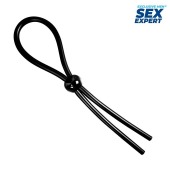 Черное силиконовое лассо с шариком для утяжки - Sex Expert - в Иркутске купить с доставкой