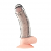 Текстурированная насадка на пенис Clear Textured Penis Enhancing Sleeve Extension - 16,5 см. - BlueLine - в Иркутске купить с доставкой