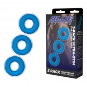 Комплект из трех голубых колец для эрекции 3-Pack Ultra-Stim Stretch Cock Rings - BlueLine - в Иркутске купить с доставкой