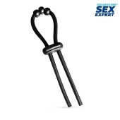 Черное эрекционное кольцо со стимулирующими бусинами - Sex Expert - в Иркутске купить с доставкой