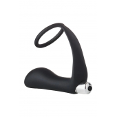 Черное эрекционное кольцо с вибропробкой Vibrating Anal Plug With Cockring - Dream Toys - в Иркутске купить с доставкой