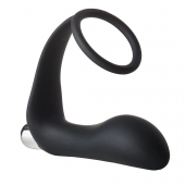 Черное эрекционное кольцо с вибропробкой Vibrating Anal Plug With Cockring - Dream Toys - в Иркутске купить с доставкой