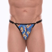Синие мужские трусы-тонги с разноцветным принтом - Don Moris купить с доставкой Синие мужские трусы-тонги с разноцветным принтом - Don Moris купить с доставкой