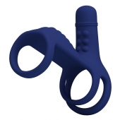 Синяя вибронасадка на пенис Vibrating Penis Sling - Baile - в Иркутске купить с доставкой