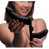 Черный вибрострапон Double Take 10X Double Penetration Vibrating Strap-on Harness - XR Brands - купить с доставкой в Иркутске