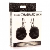 Зажимы для сосков с черным помпонами Pom Pom Nipple Clamps - XR Brands - купить с доставкой в Иркутске