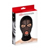 Черная сетчатая маска на голову с отверстиями для глаз и рта - Fetish Tentation - купить с доставкой в Иркутске
