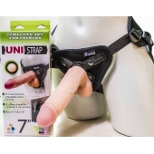Страпон-унисекс с двумя насадками UNI strap 7  Harness - 19 и 16 см. - LOVETOY (А-Полимер) - купить с доставкой в Иркутске