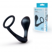 Черное эрекционное кольцо со стимулятором простаты Ringer Cock Ring   Plug - b-Vibe - в Иркутске купить с доставкой
