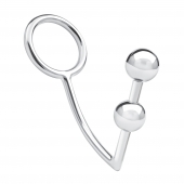 Кольцо на пенис с анальным стимулятором Two Bead Stainless Steel Anal Hook   Cock Ring - BlueLine - в Иркутске купить с доставкой