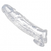 Прозрачная насадка для увеличения члена Realistic Clear Penis Enhancer and Ball Stretcher - 20,3 см. - XR Brands - в Иркутске купить с доставкой